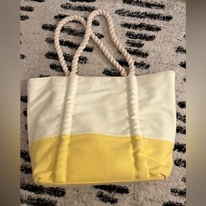 Neiman Marcus Yellow and Cream Tote Bag